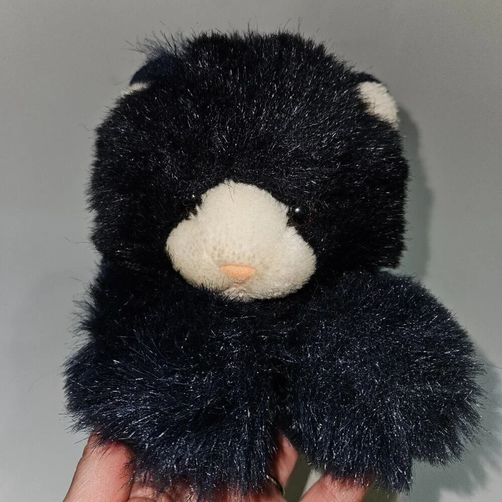 VTG Just Friends Black White Kitty Cat Plush Pink Bow 14